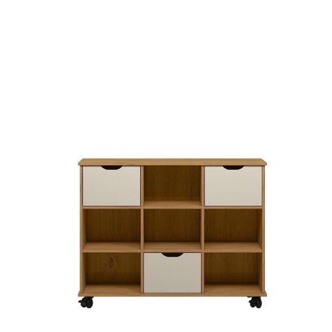 Nicho Organizador c/ Rodízios Freijó e 03 Gavetas Off White Qmovi