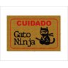 Tapete Capacho Cuidado Gato Ninja - 2