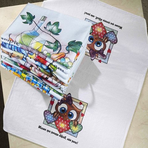 Pano De Prato Lomaer Sacaria 70cmx 90cm 02 Estampa (12 Unidades) Branco