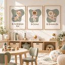 Ver imagem 3 de Kit 3 Quadros Infantil Astronauta Espaço Quarto Bebê Menino Menina 40x60 Moldura Madeira NO3