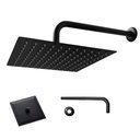 Ver imagem 1 de Ducha Chuveiro Quadrado Slim 20x20 Parede Suporte Preto Fosco Area Externa Banheiro Piscina Leva pro