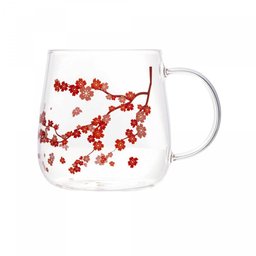 Caneca Vidro com Tampa Colher Sakura 500ml Wolff - 4