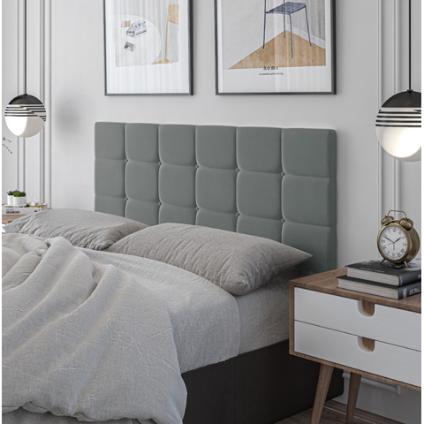 Cabeceira Painel Estofada Casal 1,60x55 Dobrável Nicole Cinza