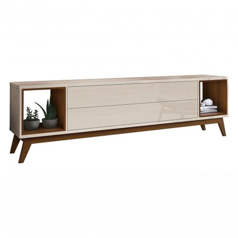 Rack para Tv Horizon 2.2 Off White com Natural - Moveisaqui