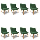 Ver imagem 1 de Kit 8 Cadeiras Estofadas para Sala de Jantar Pés Palito Lia Veludo Verde Esmeralda - Ibiza
