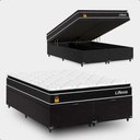 Ver mais imagens de Cama Box Baú Casal Bipartido + Colchão Life D33 Pillow Top 61x138x188cm - Preto - e -Shop Casa
