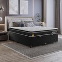 Ver imagem 1 de Cama Box Baú Casal Bipartido + Colchão Life D33 Pillow Top 61x138x188cm - Preto - e -Shop Casa