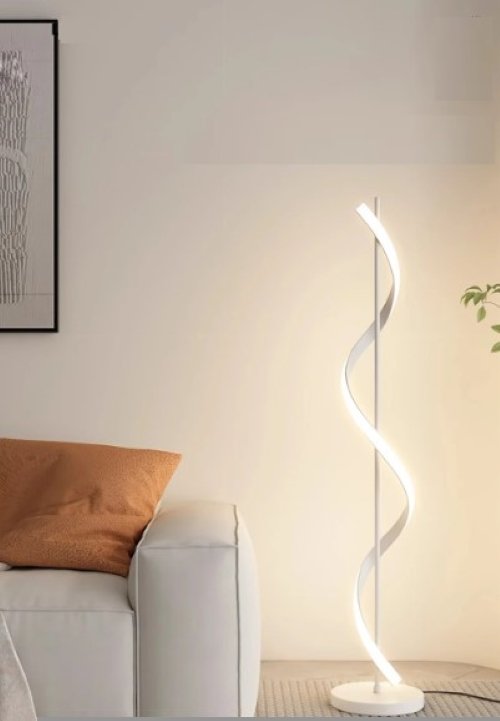 Luminária Chão Slim Led Espiral Moderna Sofisticada - 1,40m - Preta - 3