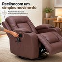 Ver mais imagens de Poltrona do Papai Reclinável Austin Massagem e Aquecimento Giratório Balanço 2 Porta Copos PU Marrom