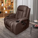 Ver imagem 1 de Poltrona do Papai Reclinável Austin Massagem e Aquecimento Giratório Balanço 2 Porta Copos Pu Marrom