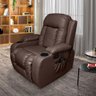 Poltrona do Papai Reclinável Austin Massagem e Aquecimento Giratório Balanço 2 Porta Copos Pu Marrom - 1
