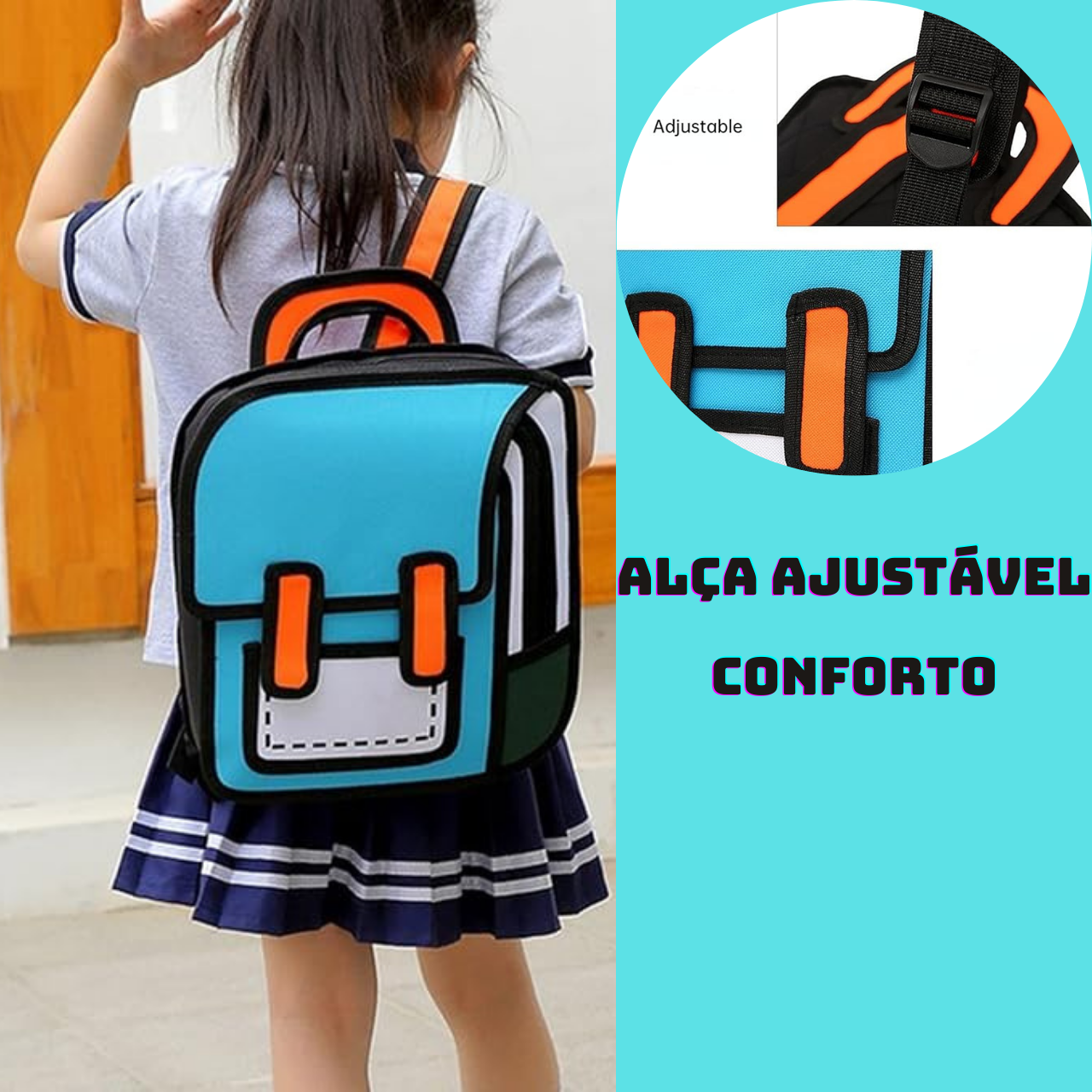 Mochila Infantil Escolar Kawaii Bolsa Escolar 2d de Ombro Desenho Animado em Quadrinhos:roxog - 6