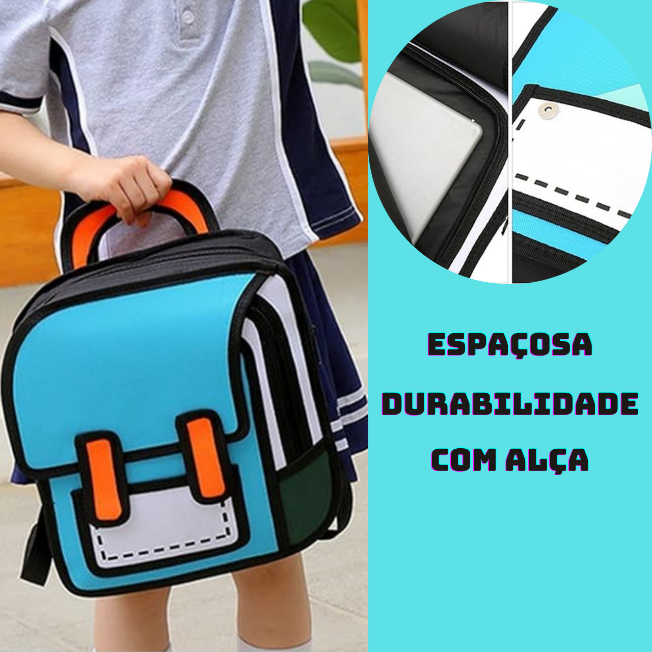 Mochila Infantil Escolar Kawaii Bolsa Escolar 2d de Ombro Desenho Animado em Quadrinhos:roxog - 7