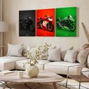 Ver imagem 3 de Kit 3 Quadro Decorativo Moto Esportiva Gp Moderno Luxo Casa Qualidade Premium 40x28cm