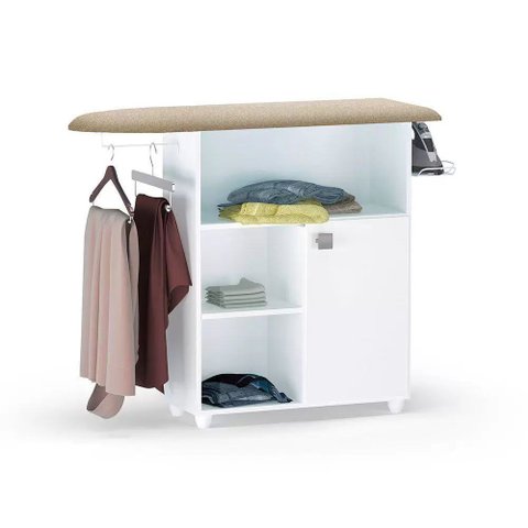Armário Multiuso com Tábua de Passar Passadeira Mariana com Porta Branco - Ajl Móveis