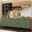 Ver imagem 1 de Cozinha Modulada Toscana 5 Peças Mdf com Aéreo 1200 Porta de Vidro e Paneleiro com Tampo
