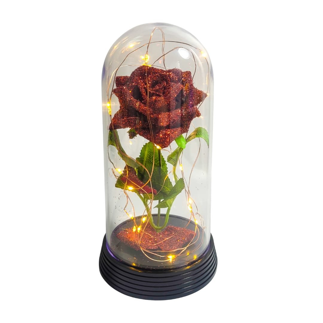 Luminária Cúpula A Rosa Brilhante Vermelha 20 cm Presente para namorada Amor Lindo Boutique Linda Lu - 3