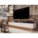 Ver imagem 3 de Rack Bancada para TV 72" Sala 3 Gavetas Vivare New Giga Móveis:OffWhite/Freijó