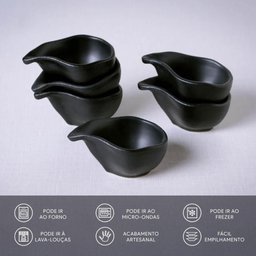 Molheira Cerâmica 40ml Orgânico Preto Matte 8x6cm Porto Brasil Molho Shoyu Caldas - 7 Molheira Cerâmica 40ml Orgânico Preto Matte 8x6cm Porto Brasil Molho Shoyu Caldas - 7