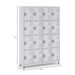 Armário Roupeiro Aço 16 Portas 191×130×41cm Volume C/ Tranca Cor:vermelho - 2
