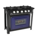 Ver imagem 1 de Fogão Industrial Preto a Gás com Forno Azul 2 Bocas Duplas Bravo BR2BF - Venâncio