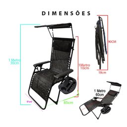 Cadeira Espreguicadeira Reclinavel Dobravel Praia Piscina Sol Verao Jardim Gravidade Zero Lazer Ar L - 7