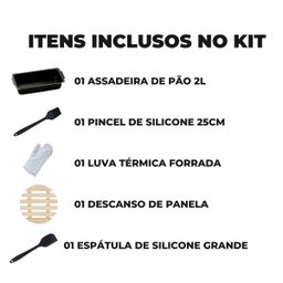 Forma de Pão Retangular Grande Antiaderente 2L + Luva Térmica + Pincel + Espátula + Descanso Panela  - 2