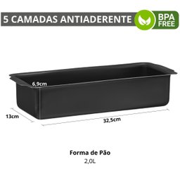 Forma de Pão Retangular Grande Antiaderente 2L + Luva Térmica + Pincel + Espátula + Descanso Panela  - 3