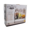 Ver imagem 3 de KIT SUQUEIRA TRIPLA COM SUPORTE 3 DISPENSER EM VIDRO BEBIDAS TAMPA HERMETICA SUCO AGUA CRISTAL