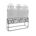 Ver imagem 1 de KIT SUQUEIRA TRIPLA COM SUPORTE 3 DISPENSER EM VIDRO BEBIDAS TAMPA HERMETICA SUCO AGUA CRISTAL