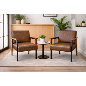 Conjunto 2 Poltronas Decorativas Fontana Courino Marrom