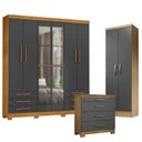 Ver imagem 1 de Guarda Roupa Casal Londres com Espelho com Cômoda 4 Gavetas New e Armário Multiuso New Egito