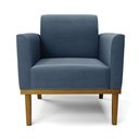 Ver imagem 3 de Poltrona Decorativa Pés Fixo em Madeira Castanho Suede Azul Marinho