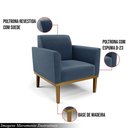 Ver imagem 6 de Poltrona Decorativa Pés Fixo em Madeira Castanho Suede Azul Marinho