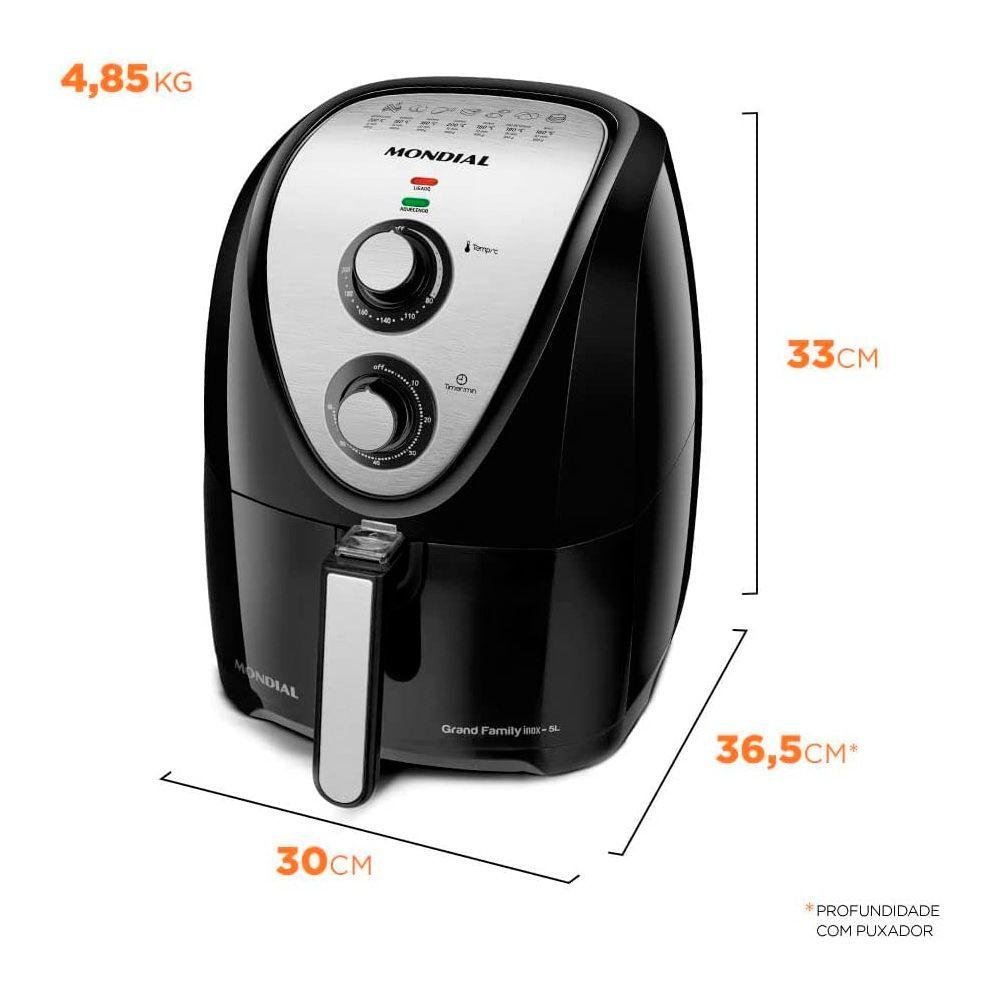 Fritadeira Elétrica sem Óleo Air Fryer Mondial 5l Grand Family Afn-50 Timer 1900w Voltage:220v - 6