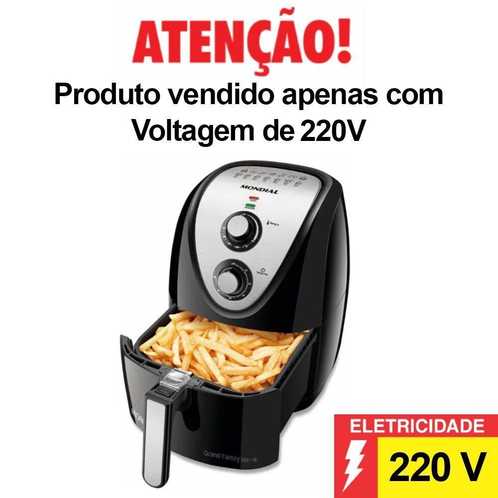 Fritadeira Elétrica sem Óleo Air Fryer Mondial 5l Grand Family Afn-50 Timer 1900w Voltage:220v - 3