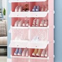 Ver imagem 2 de Organizador Modular 4 Portas Armario Sapateira Prateleiras Infantil Adulto para Casa Praia Rosa