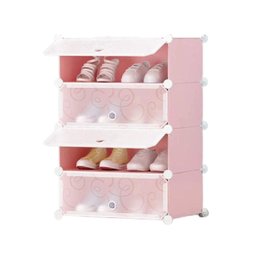 Organizador Modular 4 Portas Armario Sapateira Prateleiras Infantil Adulto para Casa Praia Rosa - 1