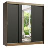 Guarda-Roupa Casal Madesa Reno 3 Portas de Correr com Espelho Rustic/Preto Cor:Rustic/Preto - 2