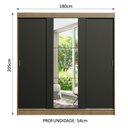 Ver imagem 3 de Guarda-Roupa Casal Madesa Reno 3 Portas de Correr com Espelho Rustic/Preto Cor:Rustic/Preto