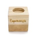 Ver imagem 2 de Porta Vela Quadrado Natal Esperança Madeira E Dourado 7Cm