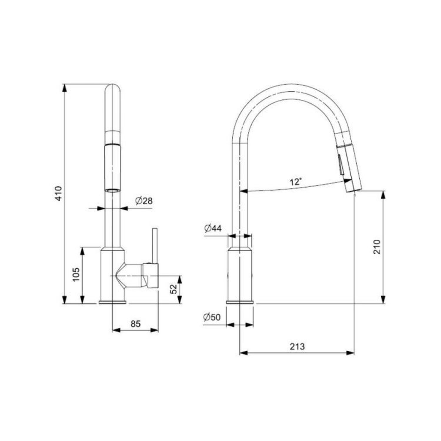 Kit com 2 Monocomando para Cozinha de Mesa Bica Extraível U" com 2 Funções Prática Celite - 2