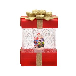 Caixa Presente Decor Noel e Criança C Luz e Mov em Agua 18cm
