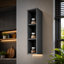 Ver imagem 2 de Armário Aéreo Nicho Cozinha 20cm Amy Casa 812 Grafite MDF Organizador Suspenso Modulado Moderno