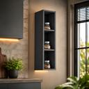 Ver imagem 1 de Armário Aéreo Nicho Cozinha 20cm Amy Casa 812 Grafite MDF Organizador Suspenso Modulado Moderno