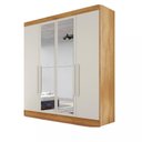 Ver imagem 2 de Guarda Roupa Solteiro com Espelho 4 Portas 3 Gavetas - Nantes-peroba/off White - Móveis Europa