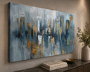 Ver imagem 2 de Quadro Decorativo Abstrato Azul Moderno Elegante 130x90