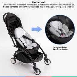 Ninho Redutor Almofada para Bebê +0m Universal para Carrinho e Bebê Conforto Branco e Cinza Buba - 2
