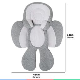 Ninho Redutor Almofada para Bebê +0m Universal para Carrinho e Bebê Conforto Branco e Cinza Buba - 4
