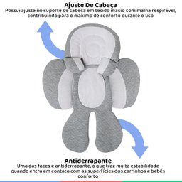 Ninho Redutor Almofada para Bebê +0m Universal para Carrinho e Bebê Conforto Branco e Cinza Buba - 3